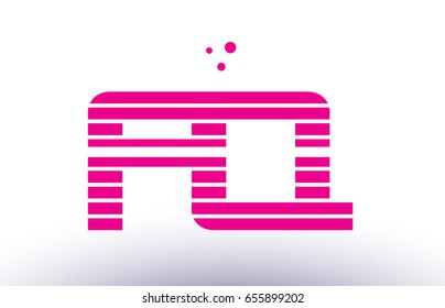 fq f q alphabet letter logo pink purple line stripe company design template creative abstract vector