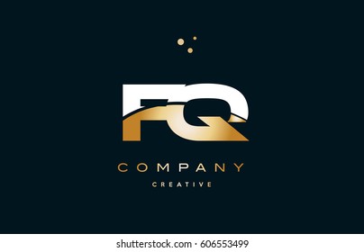 fq f q  white yellow gold golden metal metallic luxury alphabet company letter logo design vector icon template