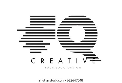 FQ F Q Zebra Letter Logo Design with Black and White Stripes Vector