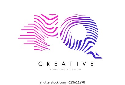 FQ F Q Zebra Letter Logo Design with Black and White Stripes Vector