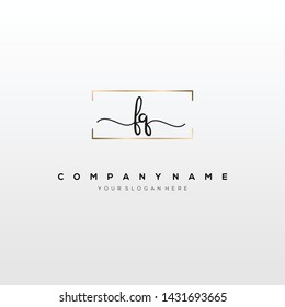 FQ handwriting initial logo template vector.