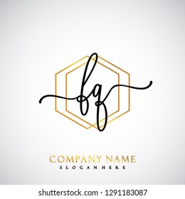 FQ Initial Handwriting logo template vector