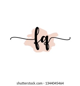 FQ  Initial Handwriting logo template vector