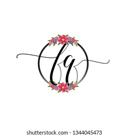 FQ  Initial Handwriting logo template vector