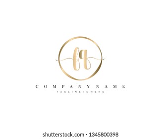 FQ initial handwriting logo template vector