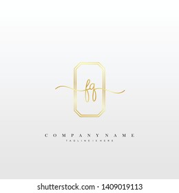 FQ initial handwriting logo template vector