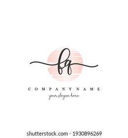 FQ Initial handwriting logo vector. Hand lettering With Sunrise for designs.