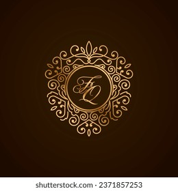 FQ initial letter logo with ornament heart shape