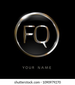 FQ initial letters with circle elegant logo golden silver black background