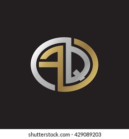 FQ initial letters looping linked ellipse elegant logo golden silver black background