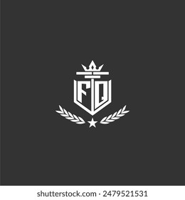FQ initial monogram brand logo design for crown vector image