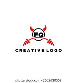 FQ initial monogram for fitnes or gym logo with devil style design