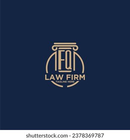 Monograma inicial de FQ para la firma de abogados con línea de círculo creativo