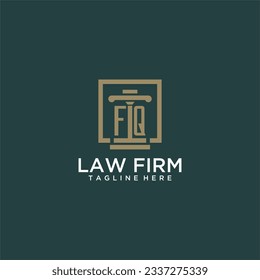 FQ initial monogram logo for lawfirm with pillar design in creative square