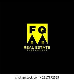 FQ initial monogram logo real estate in square style design