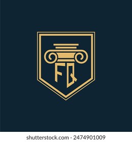 FQ Initials Law Firm Logo Lawyer logo with creative law element