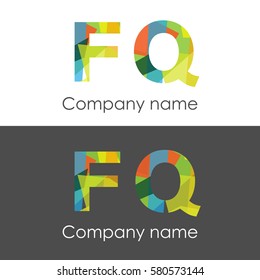 FQ letter abstract mosaic shape icon colorful