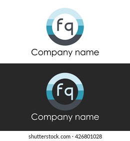 FQ letter a circle shape icon logo white blue