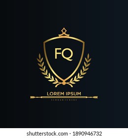 FQ Letter Initial with Royal Template.elegant with crown logo vector, Creative Lettering Logo Vector Illustration.
