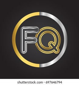 FQ Letter logo in a circle. gold and silver colored. Vector design template elements for your business or company identity.