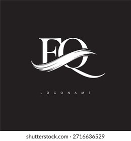 Logotipo del monograma de la letra de FQ con la carrera del cepillo para la identidad moderna de la marca
