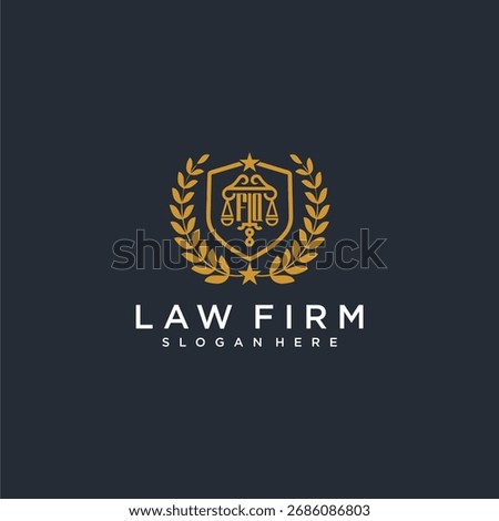 FQ letter monogram logo for lawfirm with pillar and leaf image design