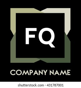 FQ letters business logo creative  icon design template elements in abstract background logo, design identity in square with four colors, modern alphabet letters