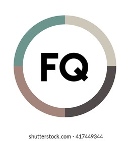 FQ letters, four colors in abstract background logo, design identity in circle, alphabet letter
