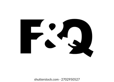 FQ logo design in bold style. Black white identity symbol. Modern typography emblem. Corporate branding icon. Minimal business template.
