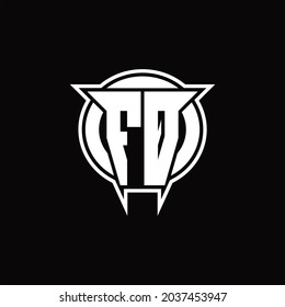Monograma del logotipo FQ con plantilla de diseño de forma redondeada en círculo sobre fondo negro