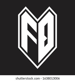 FQ Logo monogram with emblem line style isolated on black background