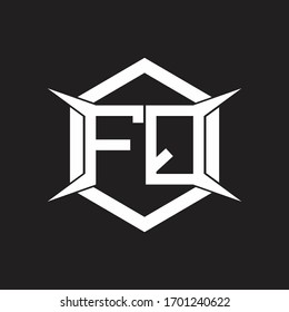 Monograma de logotipo FQ con hexágono y plantilla de diseño de forma de cuatro ejes