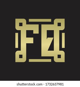 Monograma del logotipo de la FQ con plantilla de diseño de arte de la línea
