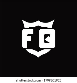 FQ Logo monogram with shield around crown shape design template