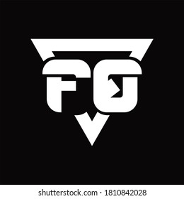 Monograma del logotipo FQ con forma triangular plantilla de diseño redondeado en fondo negro