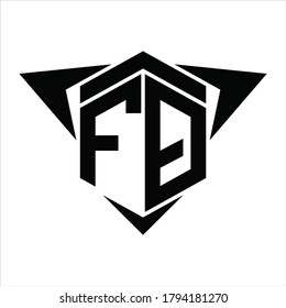 FQ Logo monogram with wings arrow around design template on white background