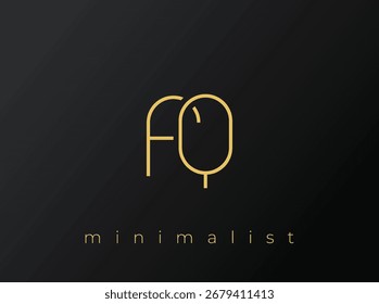 Logotipo minimalista de FQ com formas entrelaçadas no fundo preto sólido. Um design de logotipo minimalista limpo e moderno.
