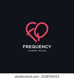 FQ monogram heart shape logo. Simple linear letter FQ love logo design vector illustration