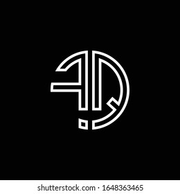 FQ Monogram Logo Circle Bänder Skizze Design-Vorlage