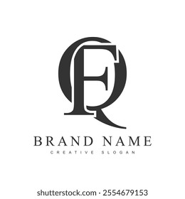 FQ trendy logotype template. Initial letter f and q classic font style. Creative logo for company name or identity. Vector illustration.