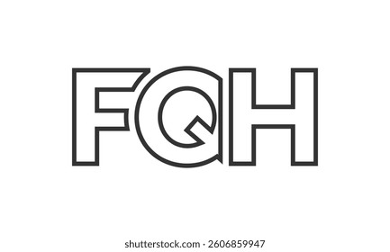 FQH logo design template with strong and modern bold text. Initial based vector logotype featuring simple and minimal typography. Trendy company identity ideal for businesses brand presence.