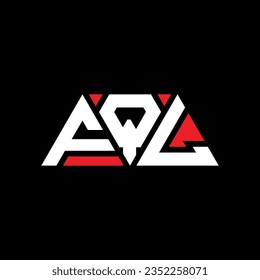 FQL triangle letter logo design with triangle shape. FQL triangle logo design monogram. FQL triangle vector logo template with red color. FQL triangular logo Simple, Elegant, and Luxurious design.