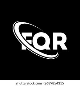 Logo de FQR. Carta FQR. Diseño del logotipo de la letra de FQR. Logotipo de las iniciales FQR enlazado con el círculo y el logotipo del monograma en mayúsculas. Tipografía FQR para tecnología, negocio y marca inmobiliaria.