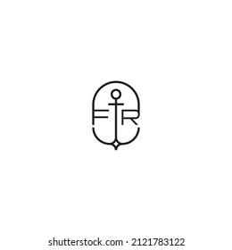 FR creative letter logo design in anchor concept with high quality professional design that will print well across any print media