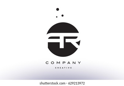 FR F R alphabet company letter logo design vector icon template simple black white circle dot dots creative abstract