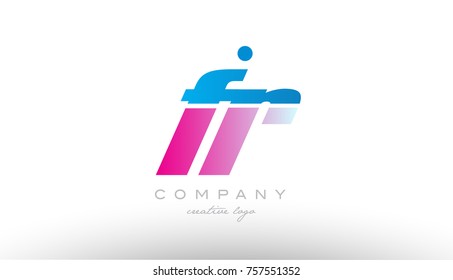 fr f r alphabet letter combination in pink and blue color. Can be used as a logo for a company or business with initials