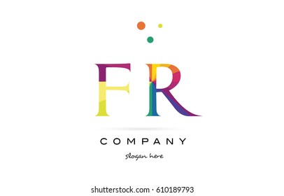 fr f r  creative rainbow colors colored alphabet company letter logo design vector icon template