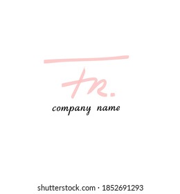 FR F R Initial handwriting logo template vector