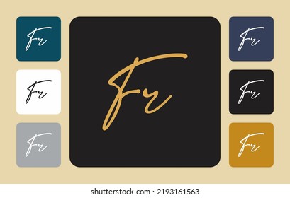 Fr F r initial handwriting Fr initial handwriting signature logo template vector hand lettering for designs or for identity