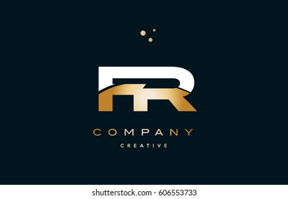 fr f r  white yellow gold golden metal metallic luxury alphabet company letter logo design vector icon template